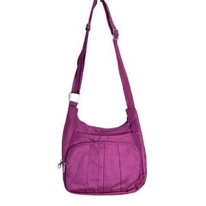 Travelon Anti-Theft Pleated Hobo Crossbody Bag and wallet Purple